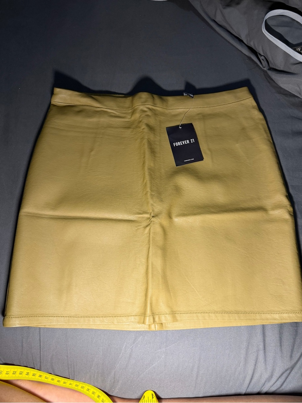 Forever 21 Yellow Faux Leather Mini Skirt